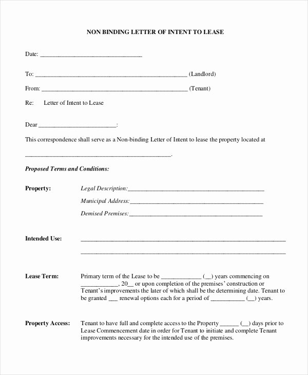 Rent Letter Of Intent New Letter Of Intent Sample 10 Free Documents In Pdf Doc