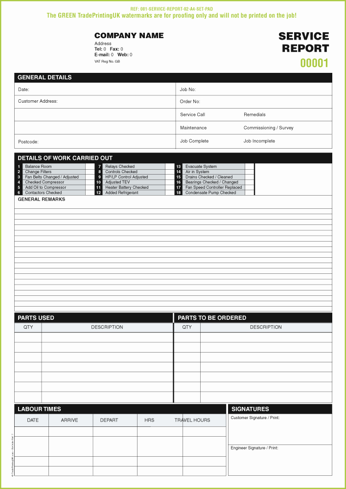 Repair Report Template Awesome Free Service Report forms Templates