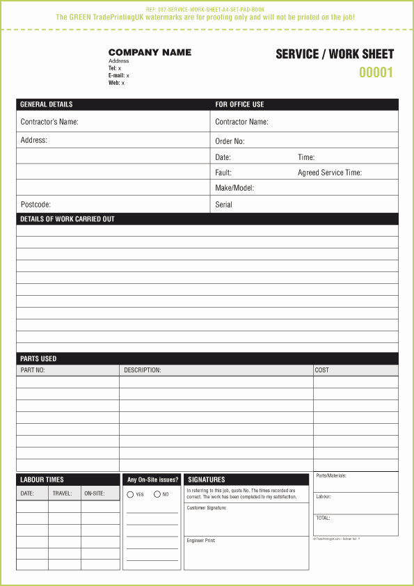 Repair Report Template Beautiful Free Service Report forms Templates