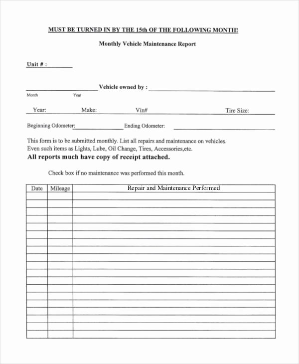 Repair Report Template Luxury Maintenance Report format Examples