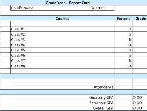 Report Card Templates Free Best Of Homeschool Printable Report Card Template