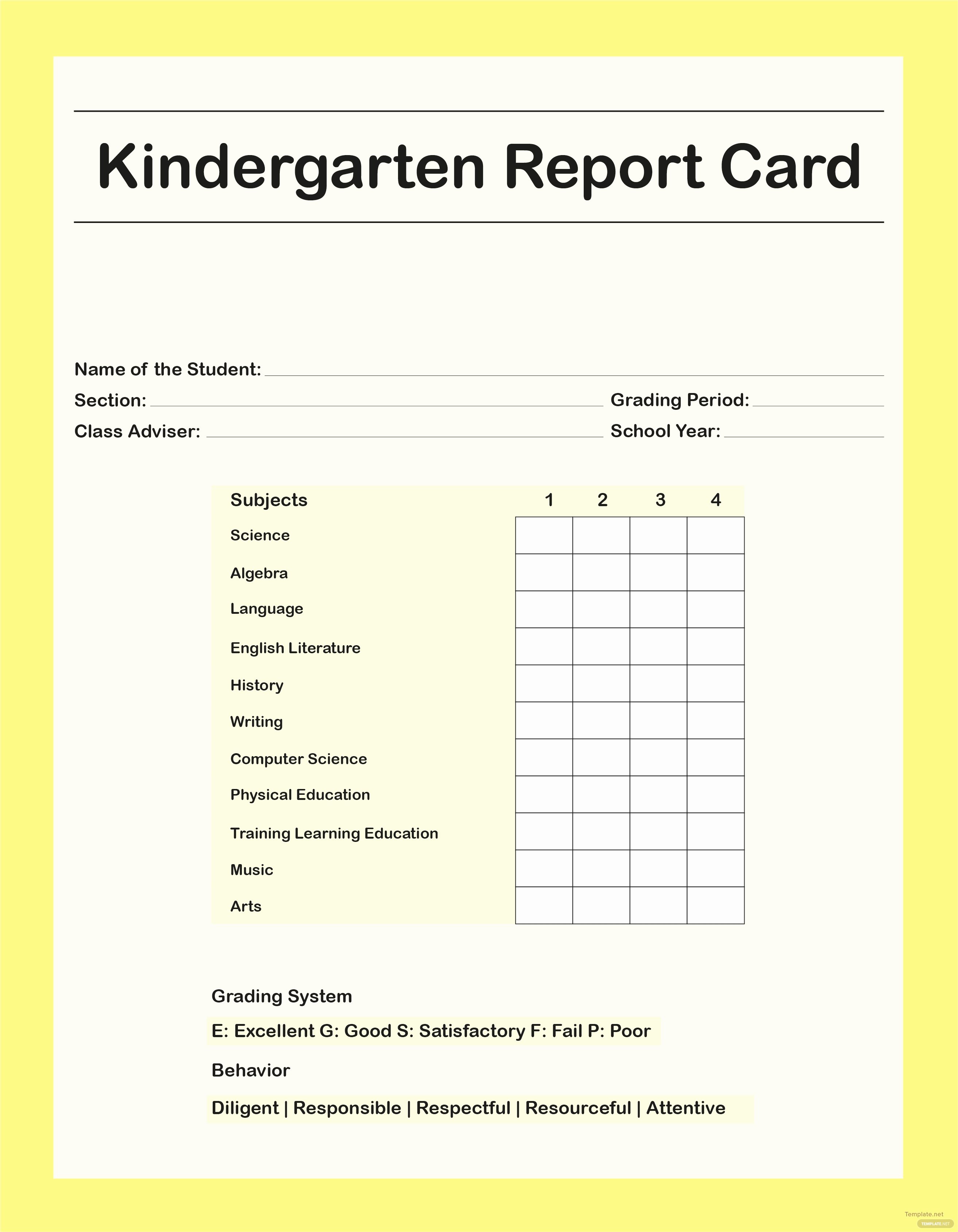 Report Card Templates Free Fresh Free Kindergarten Report Card Template In Adobe Shop