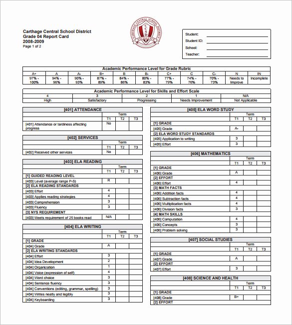 Report Card Templates Free New 26 Progress Report Card Templates Google Doc Pdf Psd