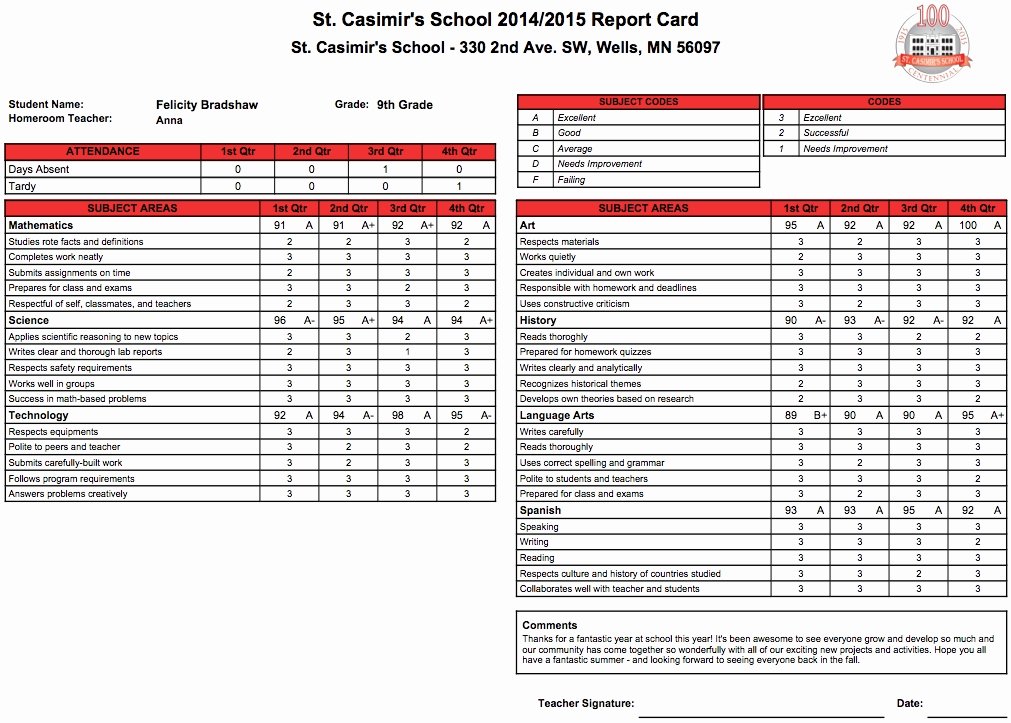 Report Card Templates Free New Report Card Template 33 Free Word Excel Documents