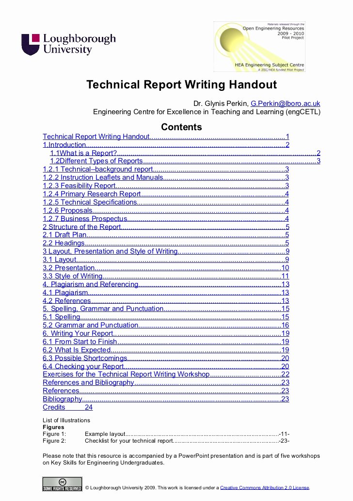 Report Writing Template New Technical Report Writing