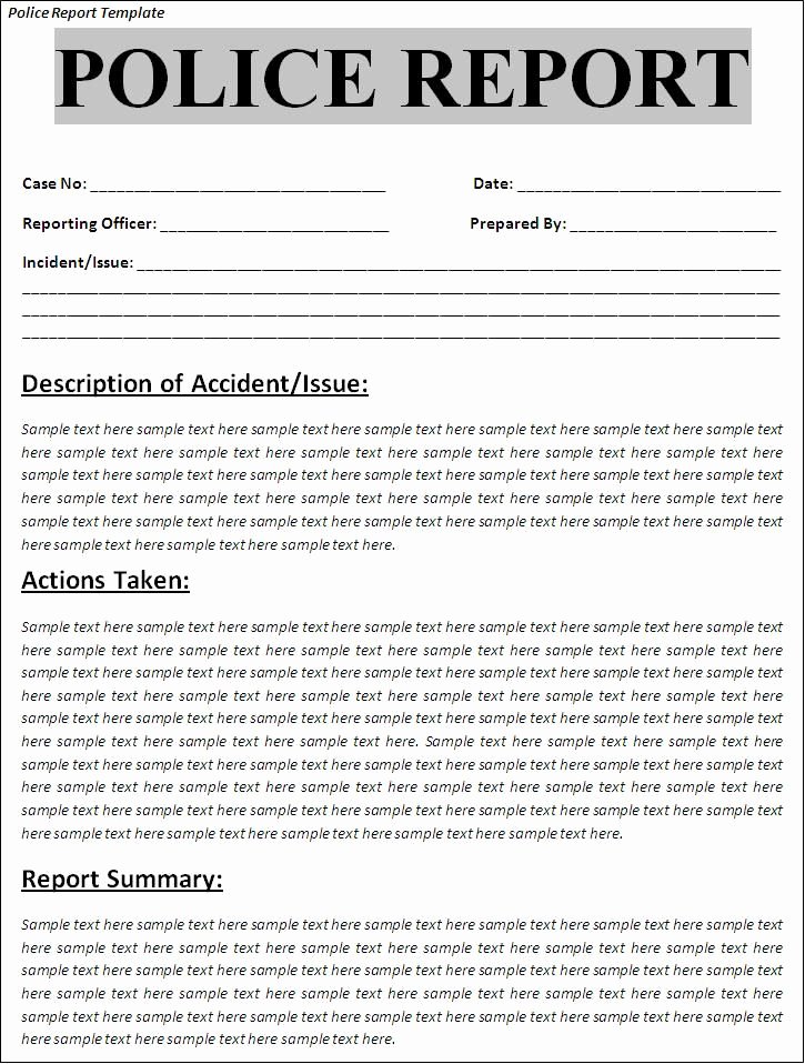 Report Writing Template Unique Printable Sample Police Report Template form