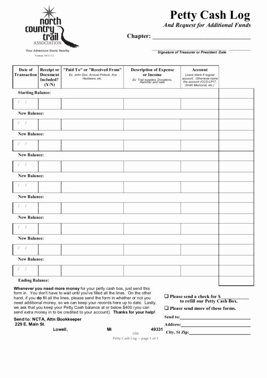 Request for Funds form Template Beautiful Petty Cash Log Template and Request for Additional Funds