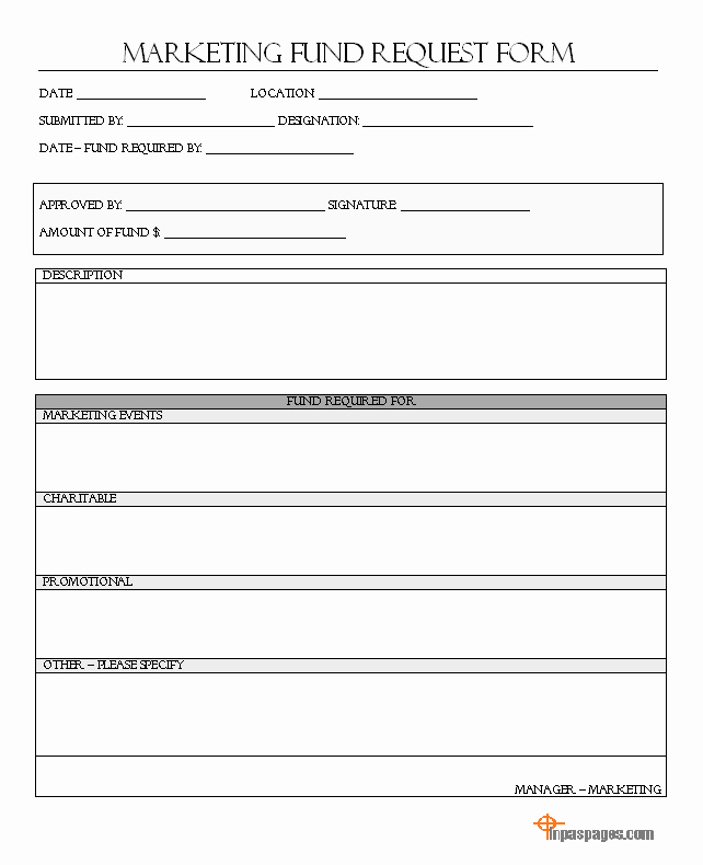 Request for Funds form Template Elegant Marketing Fund Request form