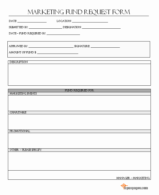 Request for Funds form Template Elegant Marketing Fund Request form