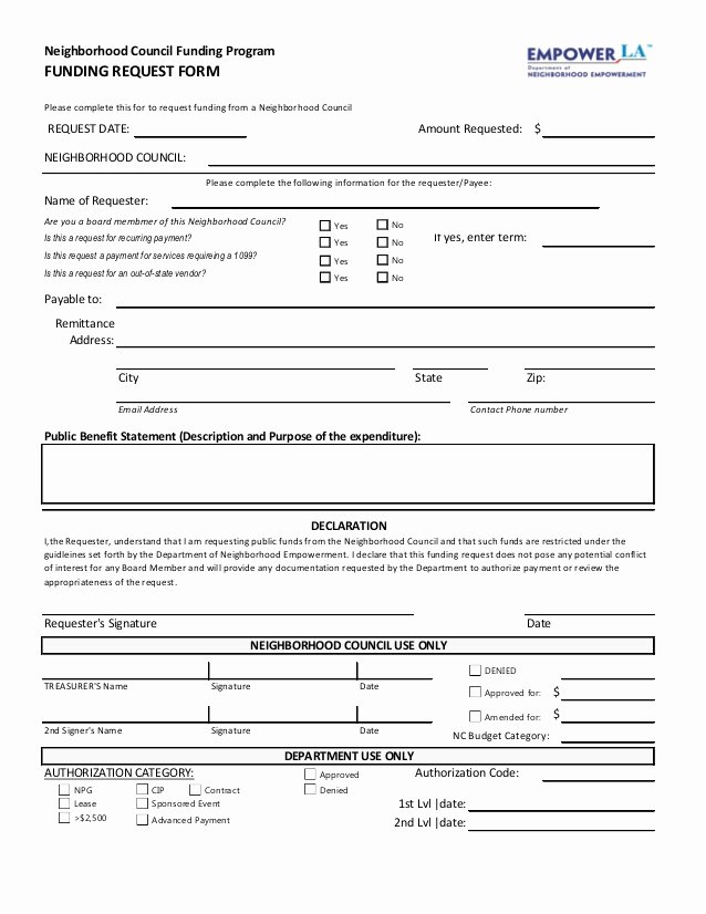 Request for Funds form Template Fresh Funding Request form Fillable