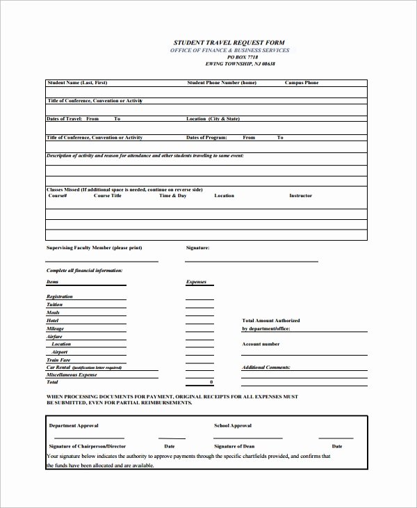 Request for Funds form Template Luxury Sample Travel Request form 9 Free Documents Download In