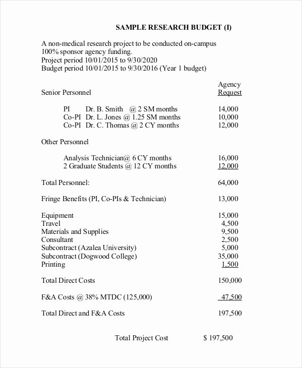 Research Proposal Budget Example Beautiful 7 Research Bud Templates Word Pdf Excel