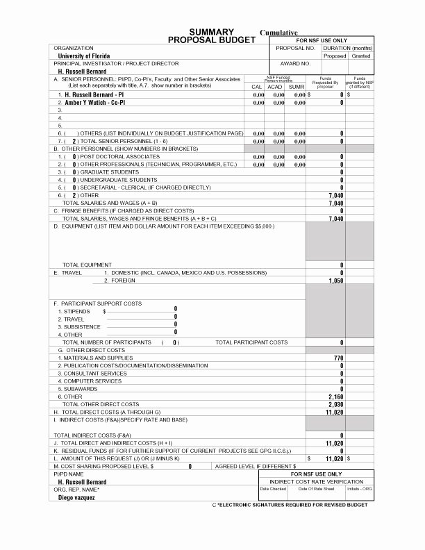 Research Proposal Budget Example Lovely Us Nsf Sbe Bcs Bernard Sample Proposal