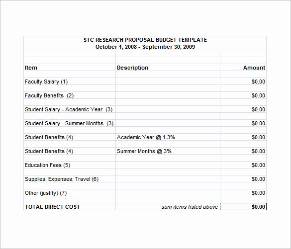 Research Proposal Budget Example New 13 Research Proposal Templates Doc Pdf Excel