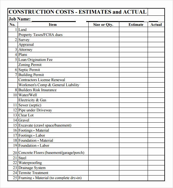 Residential Construction Budget Template Excel Lovely 11 Construction Bud Samples Word Pdf Excel