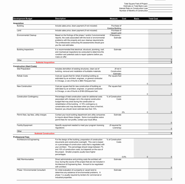 Residential Construction Budget Template Excel Luxury Construction Bud Template 7 Cost Estimator Excel Sheets