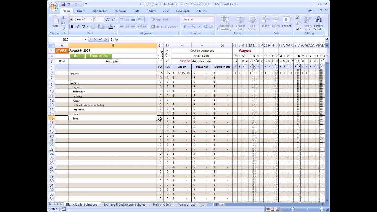 Residential Construction Budget Template Excel Unique Cost to Plete for Construction In Excel