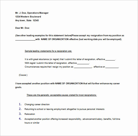 Resignation Letter 30 Days Notice Fresh 11 Notice Of Resignation Letter Templates Doc Pdf