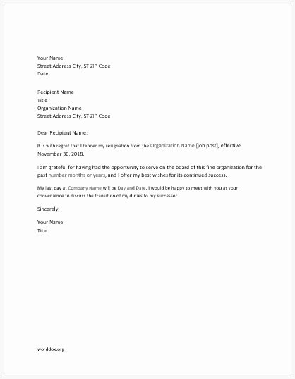 Resignation Letter 30 Days Notice New Job Resignation Letter with 30 Day Notice
