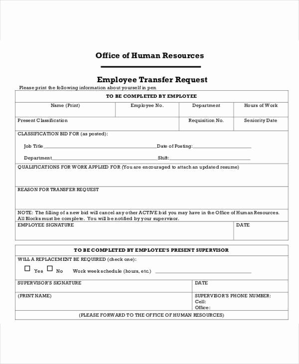 Resource Request form Luxury Employee Transfer form