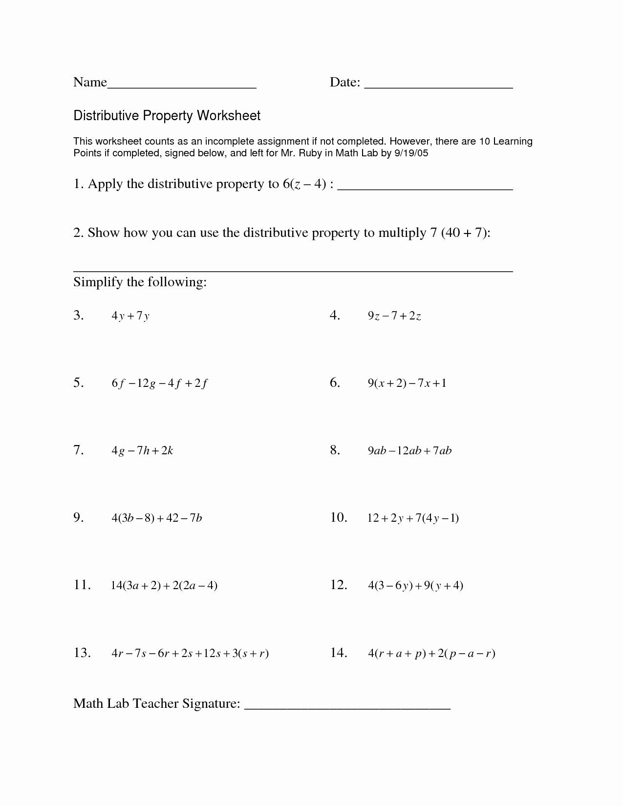 Respecting Others Property Worksheet Beautiful 16 Best Of Distributive Property with Expressions