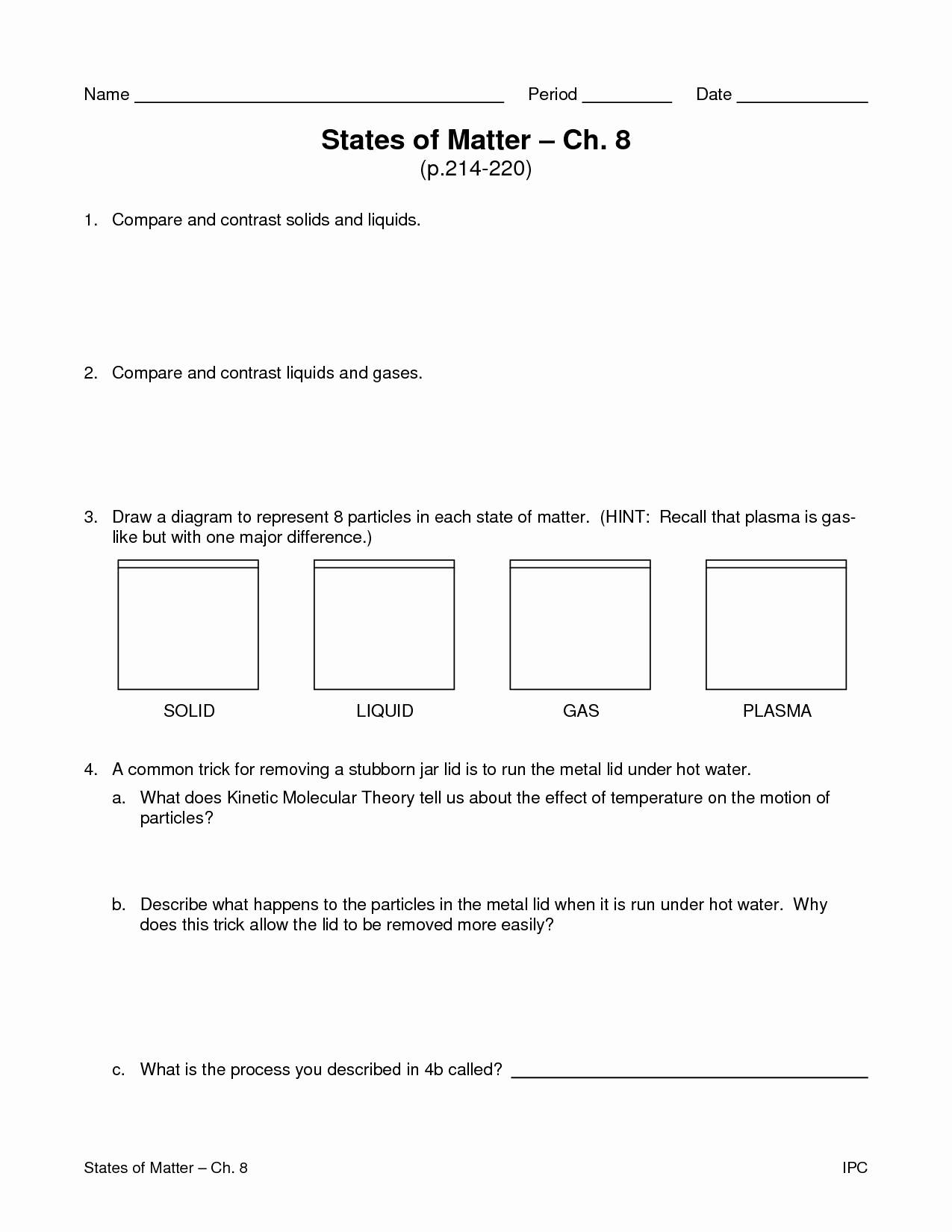 Respecting Others Property Worksheet Fresh 13 Best Of States Matter 6th Grade Science