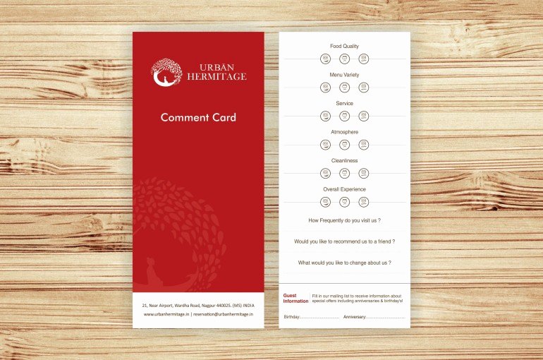 Restaurant Comment Cards Template Inspirational Urban Hermitage Brand Story