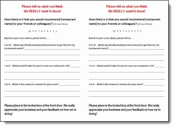 Restaurant Comment Cards Template Lovely 5 Restaurant Ment Card Templates Free Sample Templates