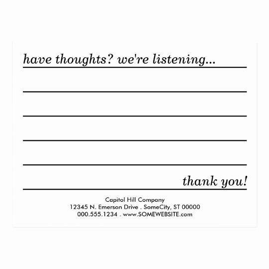 Restaurant Comment Cards Template Lovely Ment Card