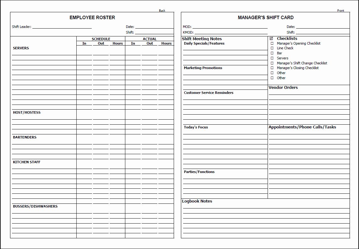 Restaurant Manager Log Book Template Unique Restaurant Manager Log Book Template