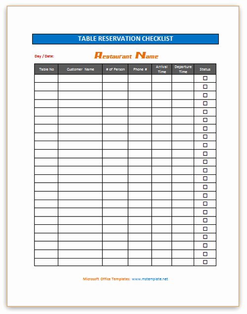Restaurant Manager Log Book Template Unique Restaurant Reservation Sheet