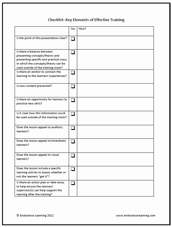 Restaurant Observation Report Sample Best Of Training Checklist Design Effectiveness Train Like A