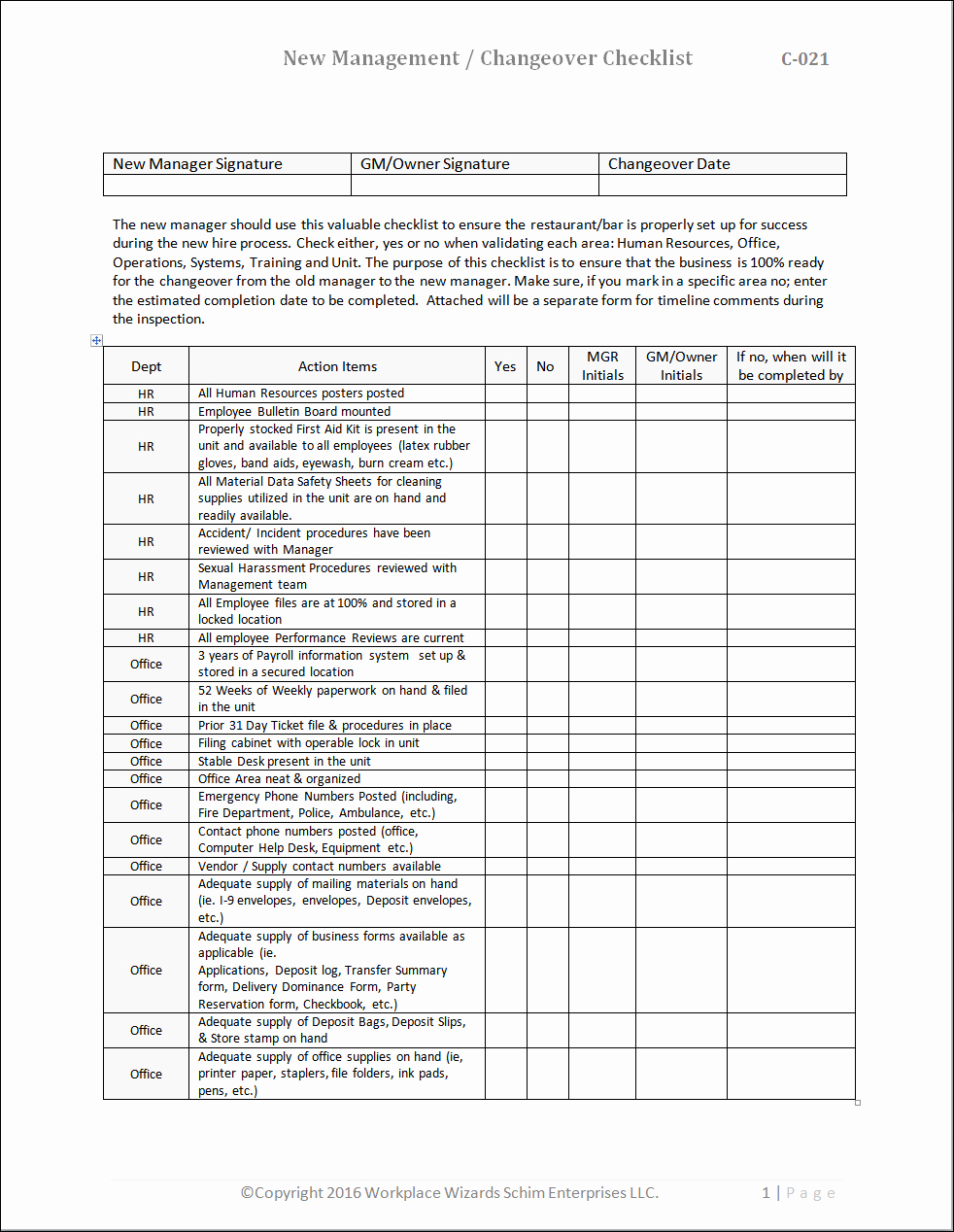 Restaurant Observation Report Sample