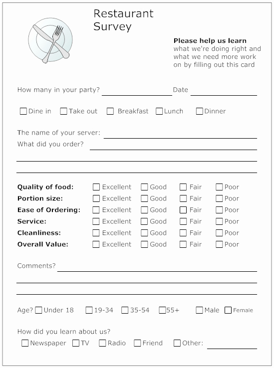 Restaurant Observation Report Sample Luxury Example Image Restaurant Survey form