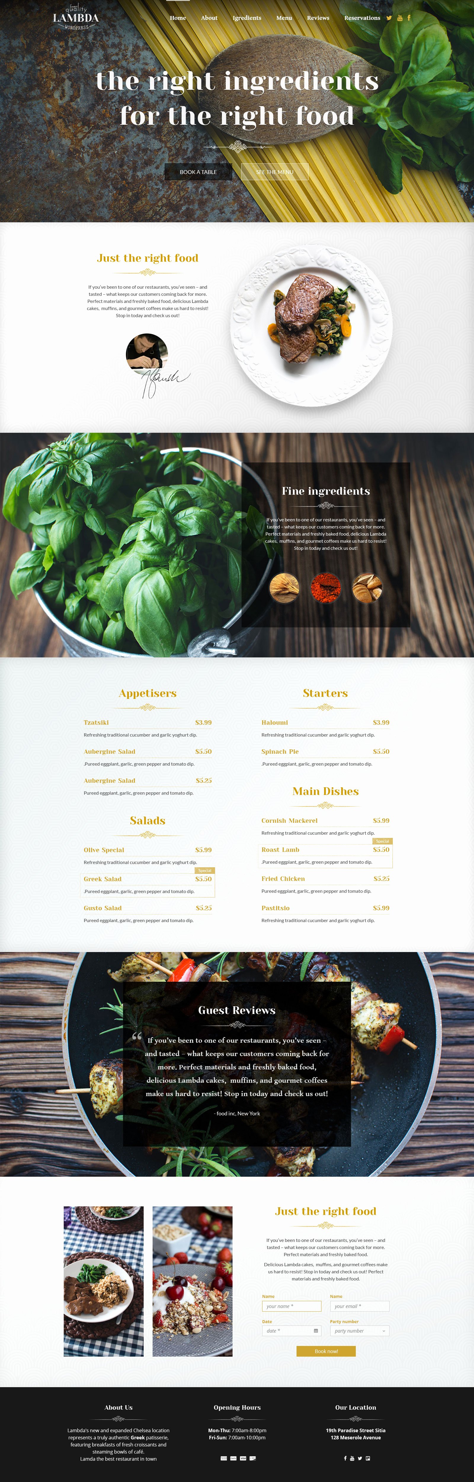 Restaurant Waiting List Template Fresh Free E Page Restaurant HTML Template