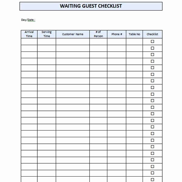 Restaurant Waiting List Template Unique Restaurant Waiting List Template Microsoft Word Templates