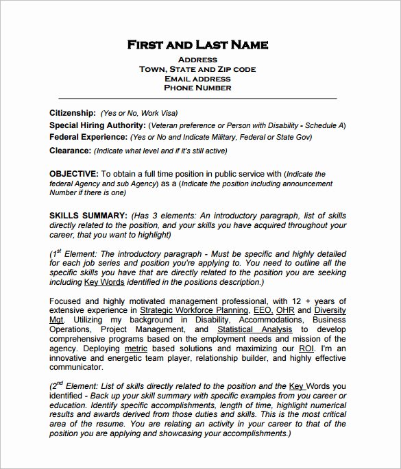 Resume In Paragraph form Elegant Federal Resume Template 8 Free Word Excel Pdf format