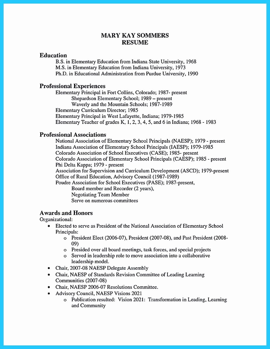 Resume In Paragraph form Fresh at the Beginning Part Of assistant Principal Resume You