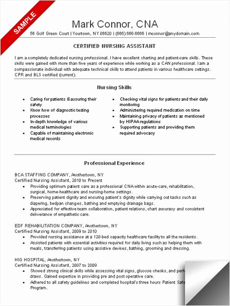 Resumes for Cna Position Elegant Cna Resume Sample Limeresumes