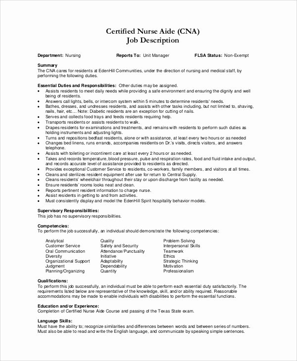 Resumes for Cna Position Fresh 9 Cna Resume Samples