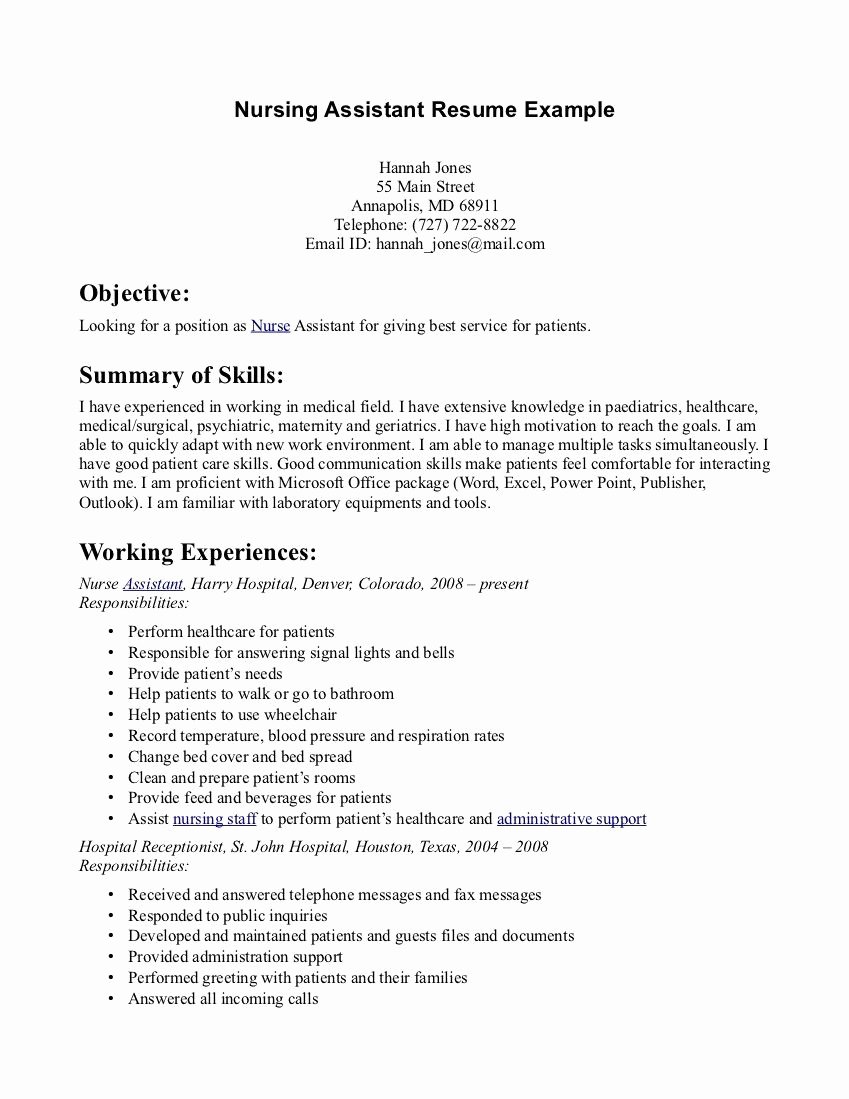 Resumes for Cna Position Inspirational Professional Cna Resume Samples