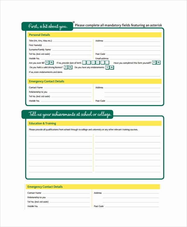 Retail Application form Awesome 25 Sample Job Application forms
