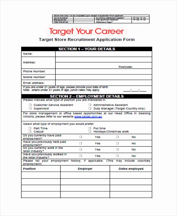 Retail Application form Beautiful 49 Job Application form Templates