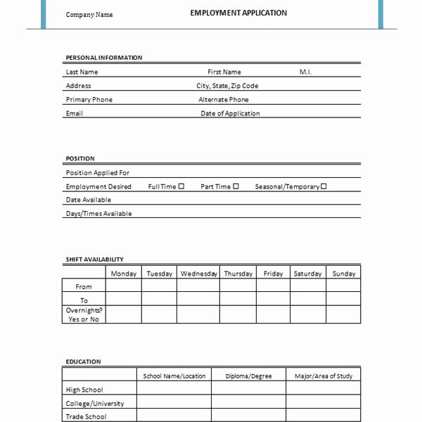 Retail Application form Elegant Four Free Downloadable Job Application Templates