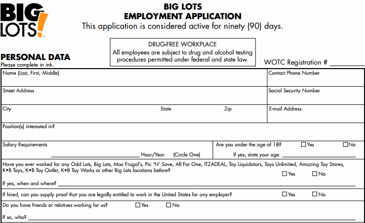 Retail Application form Fresh Big Lots Job Application form Line Apply for A Job at