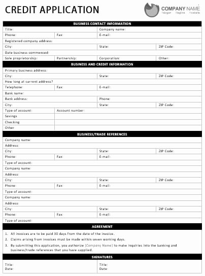 Retail Application form Fresh Mercial Credit Application form