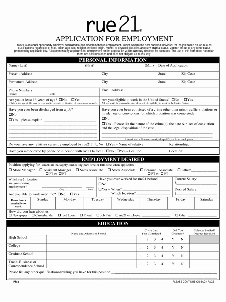 Retail Application form New 2019 Retail Job Application form Fillable Printable Pdf