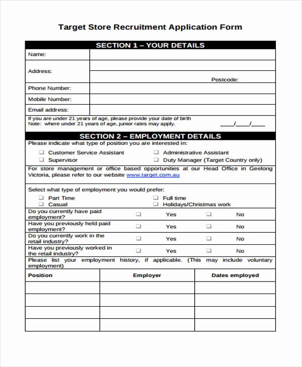 Retail Application form New 35 Free Job Application form Template