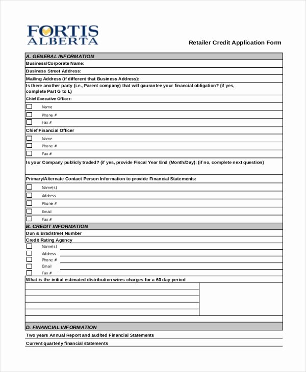 Retail Application form Unique 11 Sample Credit Application forms Free Sample Example