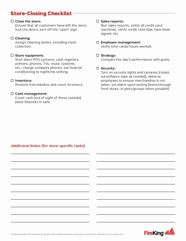 Retail Store Checklist Template Beautiful Store Opening and Closing Checklist for Managers